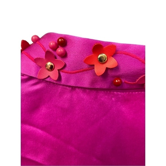 Elie Tahari Pink Passion Silk Blouse with Floral Collar | Size: S - Picture 11 of 16